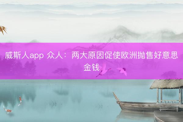 威斯人app 众人：两大原因促使欧洲抛售好意思金钱