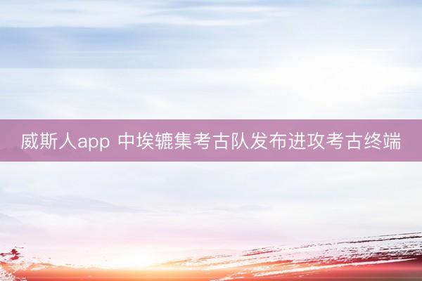 威斯人app 中埃辘集考古队发布进攻考古终端