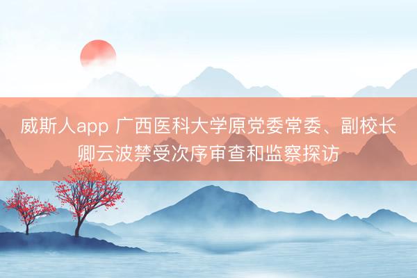 威斯人app 广西医科大学原党委常委、副校长卿云波禁受次序审查和监察探访