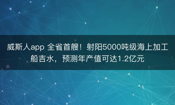 威斯人app 全省首艘！射阳5000吨级海上加工船吉水，预测年产值可达1.2亿元