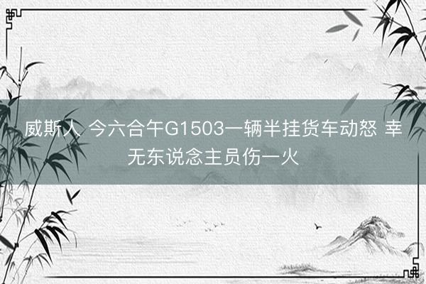 威斯人 今六合午G1503一辆半挂货车动怒 幸无东说念主员伤一火