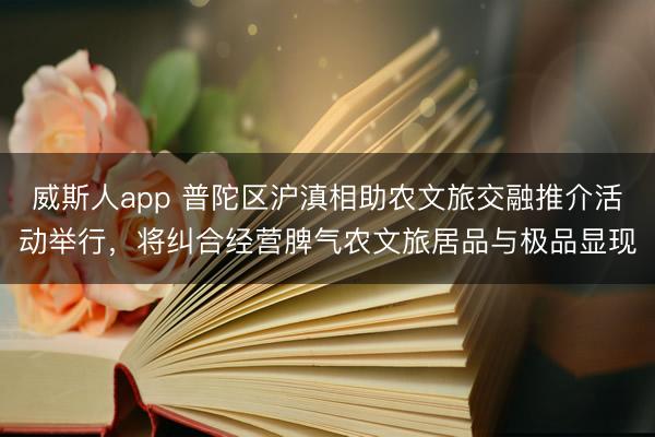 威斯人app 普陀区沪滇相助农文旅交融推介活动举行，将纠合经营脾气农文旅居品与极品显现