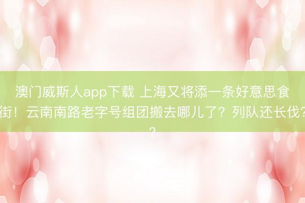 澳门威斯人app下载 上海又将添一条好意思食街！云南南路老字号组团搬去哪儿了？列队还长伐？