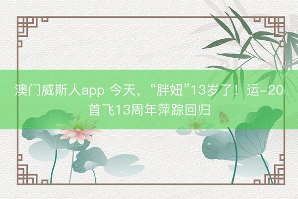 澳门威斯人app 今天，“胖妞”13岁了！运-20首飞13周年萍踪回归