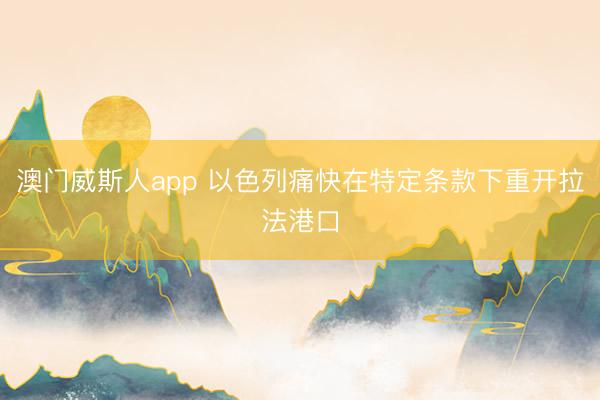 澳门威斯人app 以色列痛快在特定条款下重开拉法港口