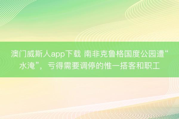 澳门威斯人app下载 南非克鲁格国度公园遭“水淹”，亏得需要调停的惟一搭客和职工