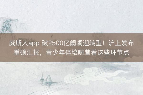 威斯人app 破2500亿阛阓迎转型！沪上发布重磅汇报，青少年体培畴昔看这些环节点
