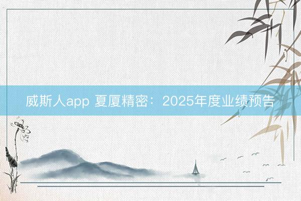 威斯人app 夏厦精密：2025年度业绩预告