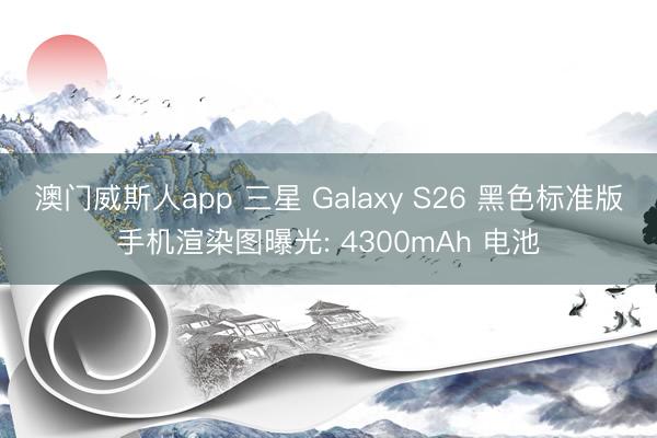 澳门威斯人app 三星 Galaxy S26 黑色标准版手机渲染图曝光: 4300mAh 电池