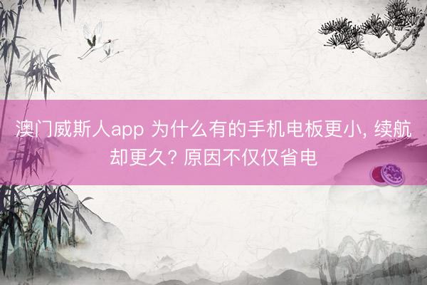 澳门威斯人app 为什么有的手机电板更小， 续航却更久? 原因不仅仅省电