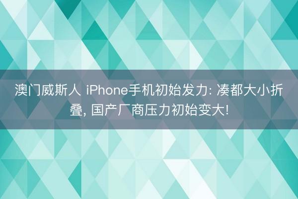 澳门威斯人 iPhone手机初始发力: 凑都大小折叠， 国产厂商压力初始变大!