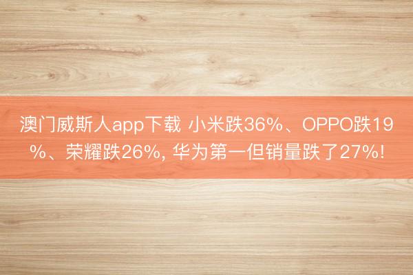 澳门威斯人app下载 小米跌36%、OPPO跌19%、荣耀跌26%， 华为第一但销量跌了27%!