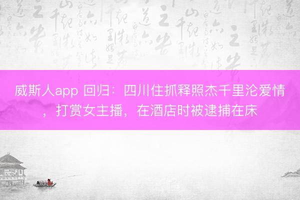 威斯人app 回归：四川住抓释照杰千里沦爱情，打赏女主播，在酒店时被逮捕在床