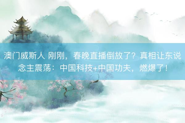 澳门威斯人 刚刚，春晚直播倒放了？真相让东说念主震荡：中国科技+中国功夫，燃爆了！