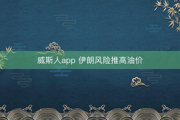 威斯人app 伊朗风险推高油价