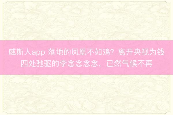 威斯人app 落地的凤凰不如鸡？离开央视为钱四处驰驱的李念念念念，已然气候不再