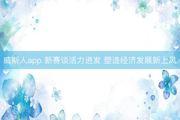 威斯人app 新赛谈活力迸发 塑造经济发展新上风