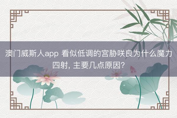 澳门威斯人app 看似低调的宫胁咲良为什么魔力四射, 主要几点原因?