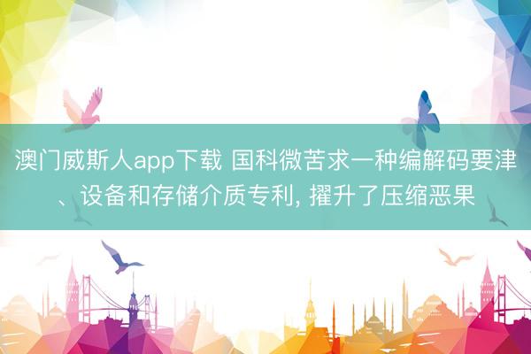 澳门威斯人app下载 国科微苦求一种编解码要津、设备和存储介质专利， 擢升了压缩恶果