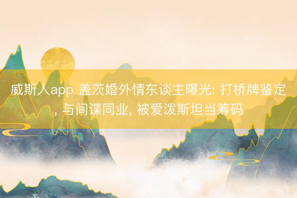 威斯人app 盖茨婚外情东谈主曝光: 打桥牌鉴定, 与间谍同业, 被爱泼斯坦当筹码