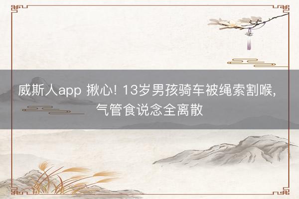 威斯人app 揪心! 13岁男孩骑车被绳索割喉， 气管食说念全离散