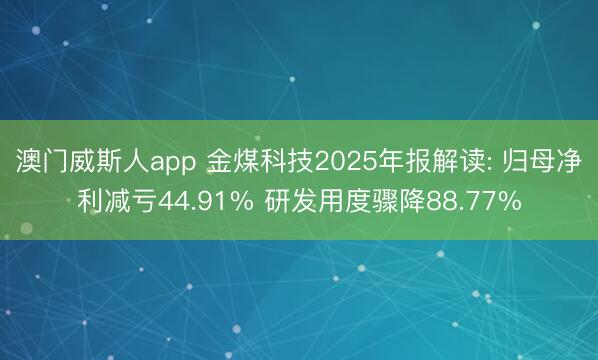 澳门威斯人app 金煤科技2025年报解读: 归母净利减亏44.91% 研发用度骤降88.77%