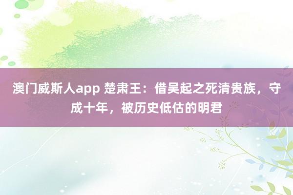 澳门威斯人app 楚肃王：借吴起之死清贵族，守成十年，被历史低估的明君