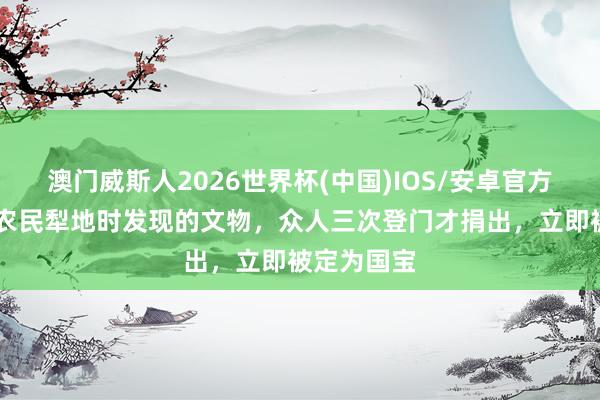 澳门威斯人2026世界杯(中国)IOS/安卓官方下载 河南农民犁地时发现的文物，众人三次登门才捐出，立即被定为国宝
