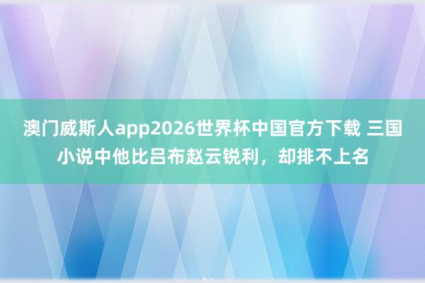 澳门威斯人app2026世界杯中国官方下载 三国小说中他比吕布赵云锐利,却排不上名