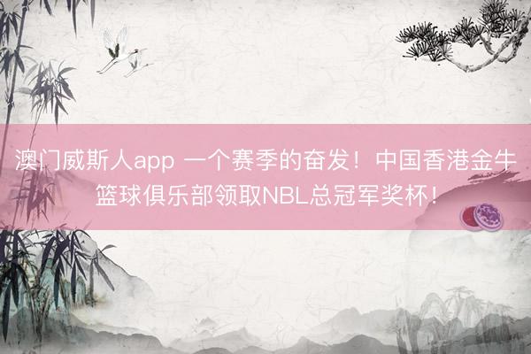 澳门威斯人app 一个赛季的奋发！中国香港金牛篮球俱乐部领取NBL总冠军奖杯！
