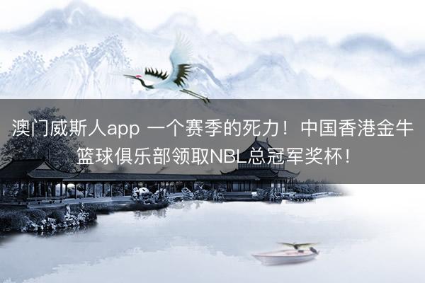 澳门威斯人app 一个赛季的死力！中国香港金牛篮球俱乐部领取NBL总冠军奖杯！