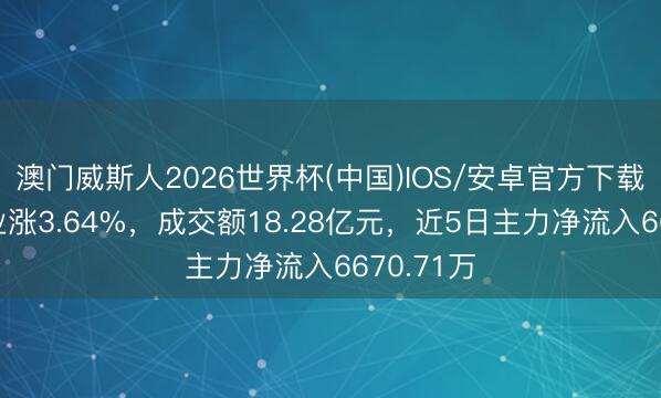 澳门威斯人2026世界杯(中国)IOS/安卓官方下载 翰宇药业涨3.64%,成交额18.28亿元,近5日主力净流入6670.71万