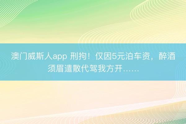 澳门威斯人app 刑拘！仅因5元泊车资，醉酒须眉遣散代驾我方开……