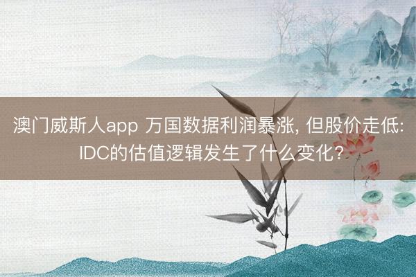 澳门威斯人app 万国数据利润暴涨， 但股价走低: IDC的估值逻辑发生了什么变化?