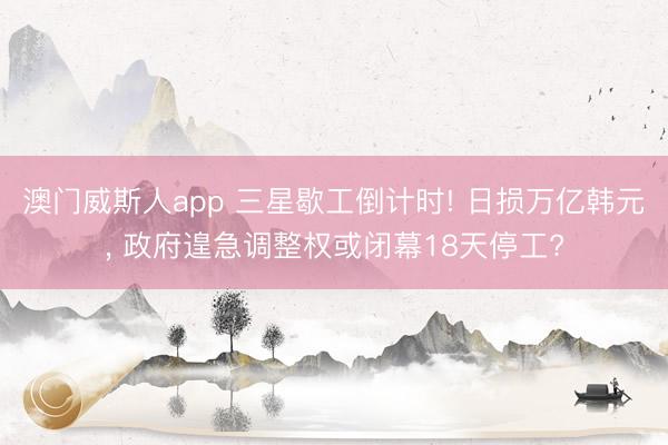 澳门威斯人app 三星歇工倒计时! 日损万亿韩元， 政府遑急调整权或闭幕18天停工?
