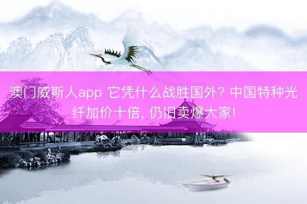 澳门威斯人app 它凭什么战胜国外? 中国特种光纤加价十倍， 仍旧卖爆大家!