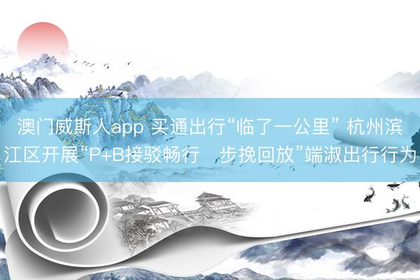 澳门威斯人app 买通出行“临了一公里” 杭州滨江区开展“P+B接驳畅行・步挽回放”端淑出行行为