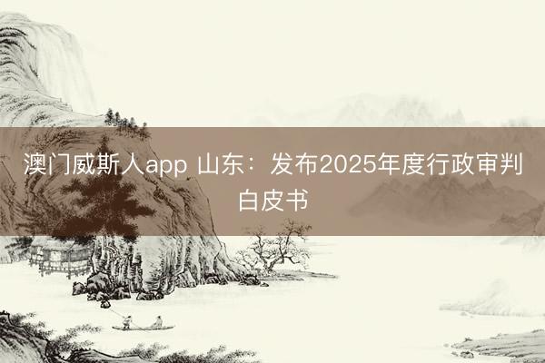澳门威斯人app 山东:发布2025年度行政审判白皮书
