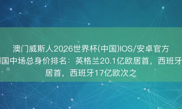 澳门威斯人2026世界杯(中国)IOS/安卓官方下载 德转列国中场总身价排名：英格兰20.1亿欧居首，西班牙17亿欧次之