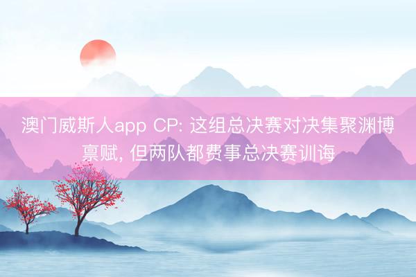 澳门威斯人app CP: 这组总决赛对决集聚渊博禀赋, 但两队都费事总决赛训诲