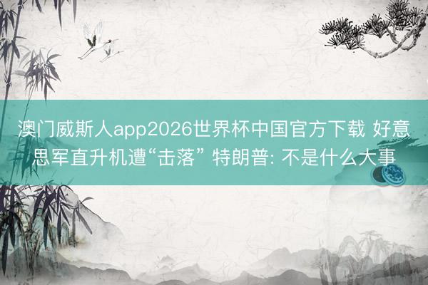 澳门威斯人app2026世界杯中国官方下载 好意思军直升机遭“击落” 特朗普: 不是什么大事