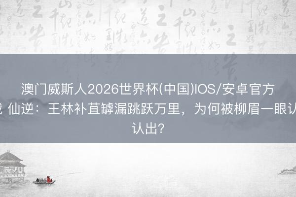 澳门威斯人2026世界杯(中国)IOS/安卓官方下载 仙逆：王林补苴罅漏跳跃万里，为何被柳眉一眼认出？