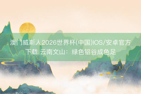澳门威斯人2026世界杯(中国)IOS/安卓官方下载 云南文山：绿色铝谷成色足