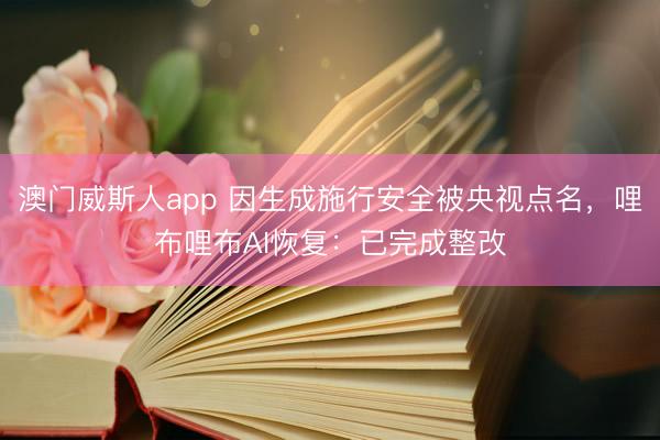 澳门威斯人app 因生成施行安全被央视点名，哩布哩布AI恢复：已完成整改