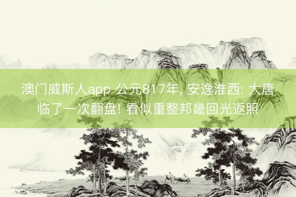 澳门威斯人app 公元817年， 安逸淮西: 大唐临了一次翻盘! 看似重整邦畿回光返照